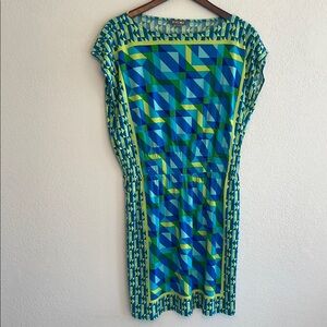 🎈3/$30 Roz & Ali Geometric Blue and Green Dress